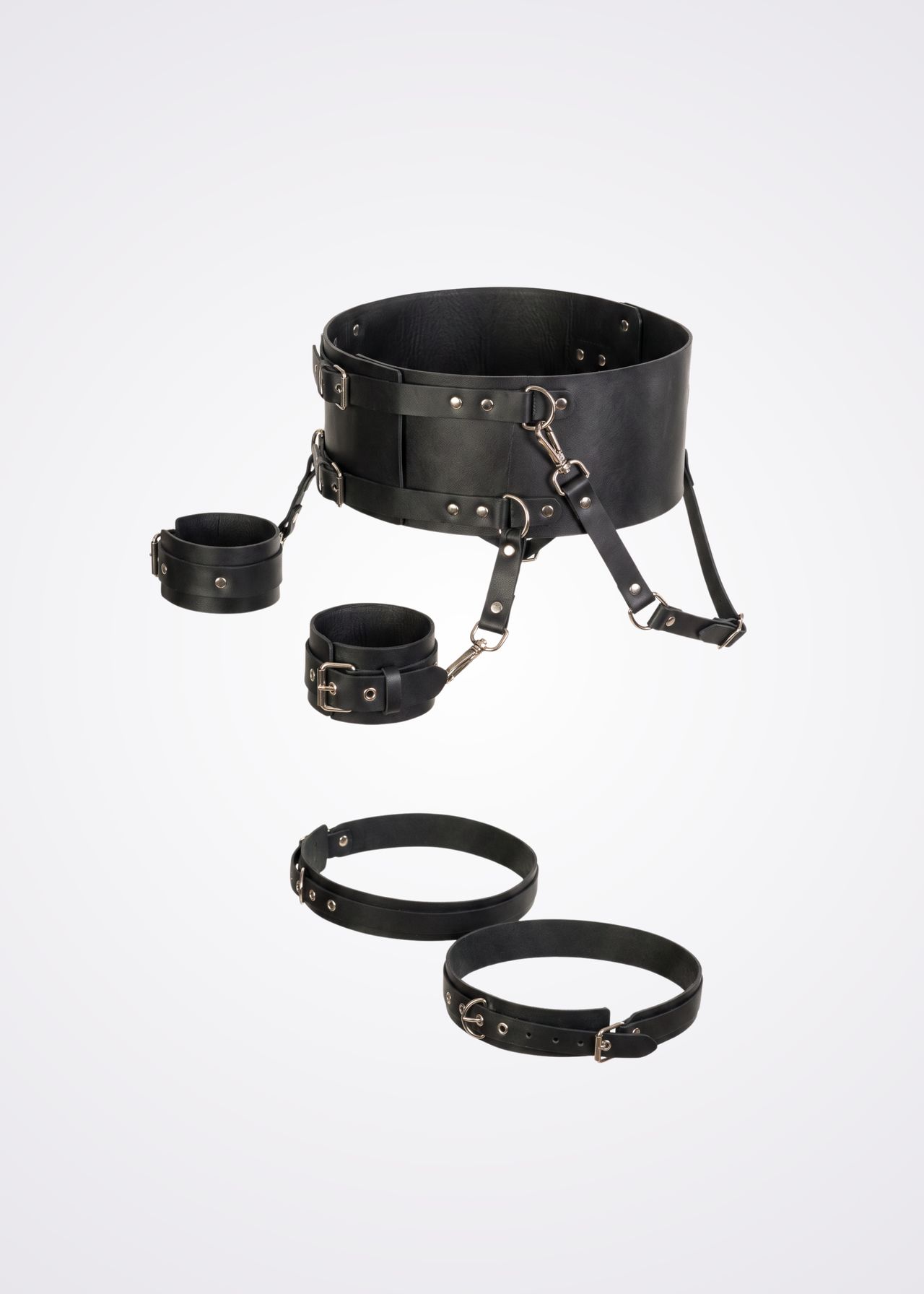 black faux leather body harness set