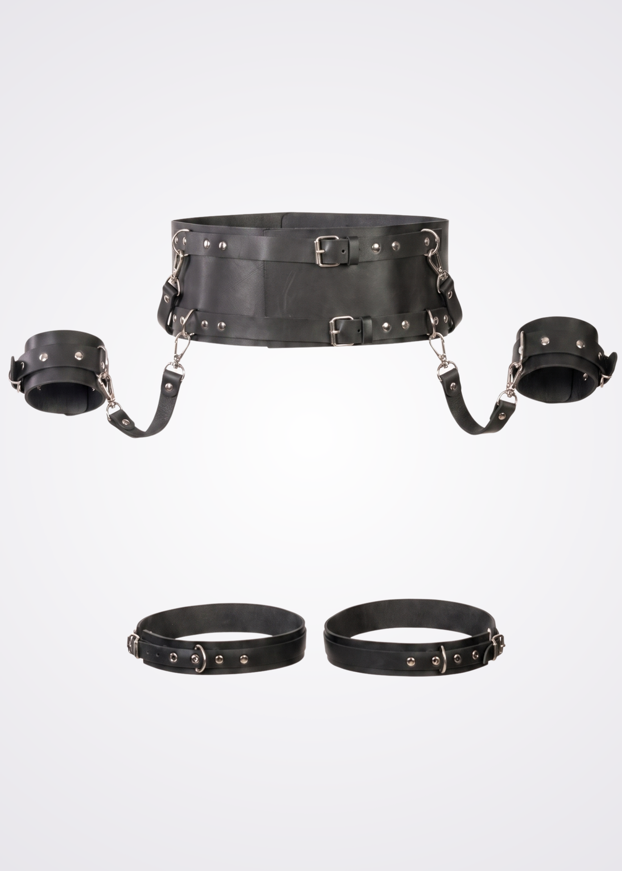 black faux leather body harness set