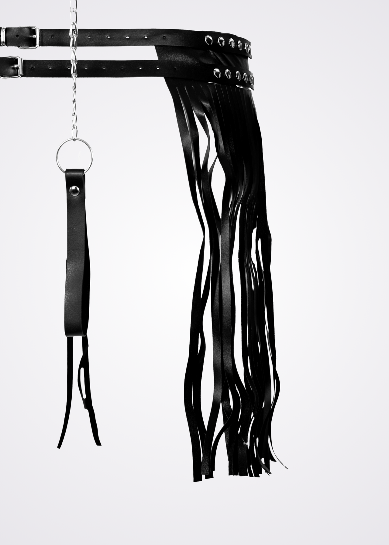 black faux leather body harness set