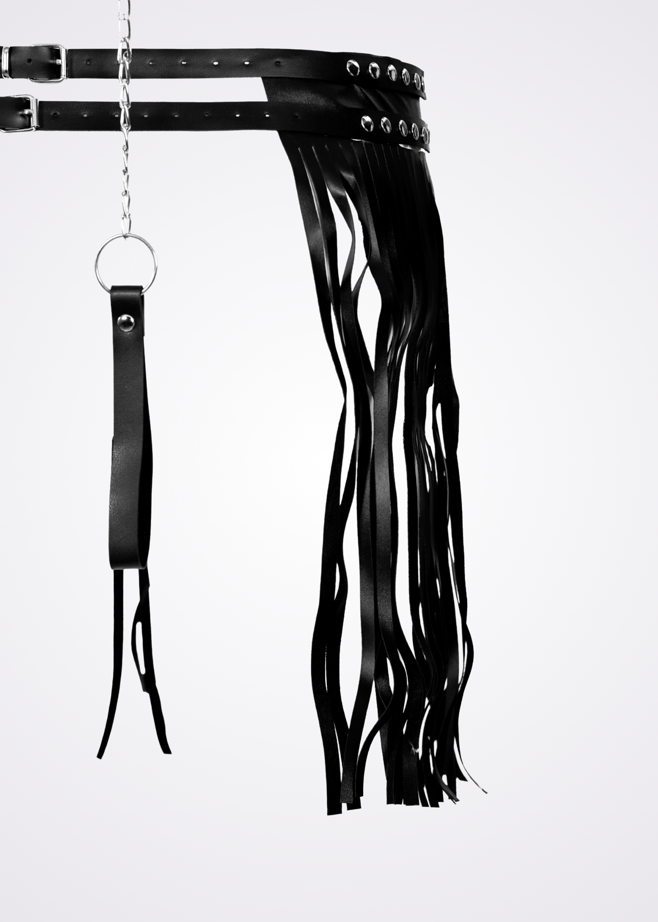 black faux leather body harness set