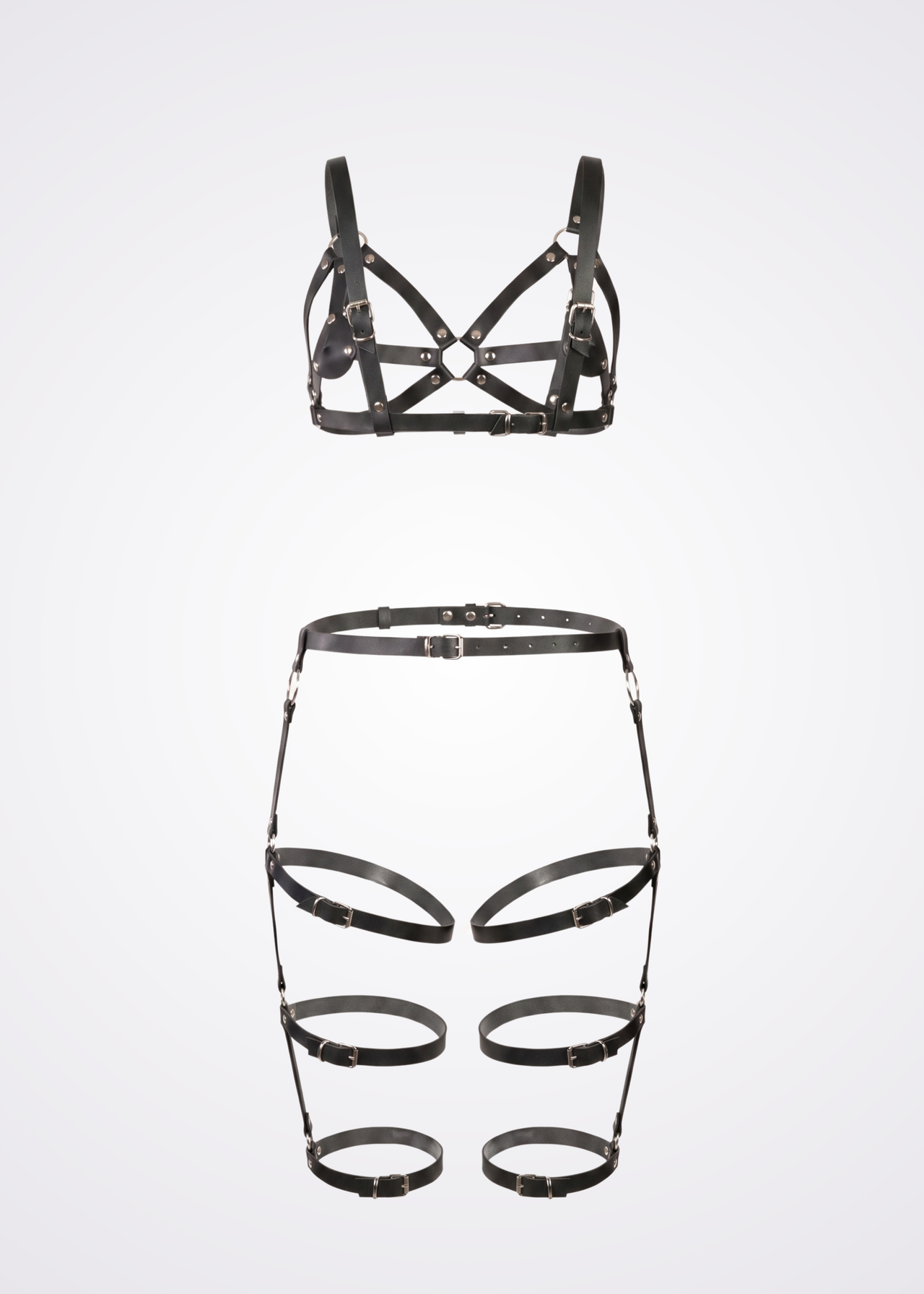 two piece black body harness