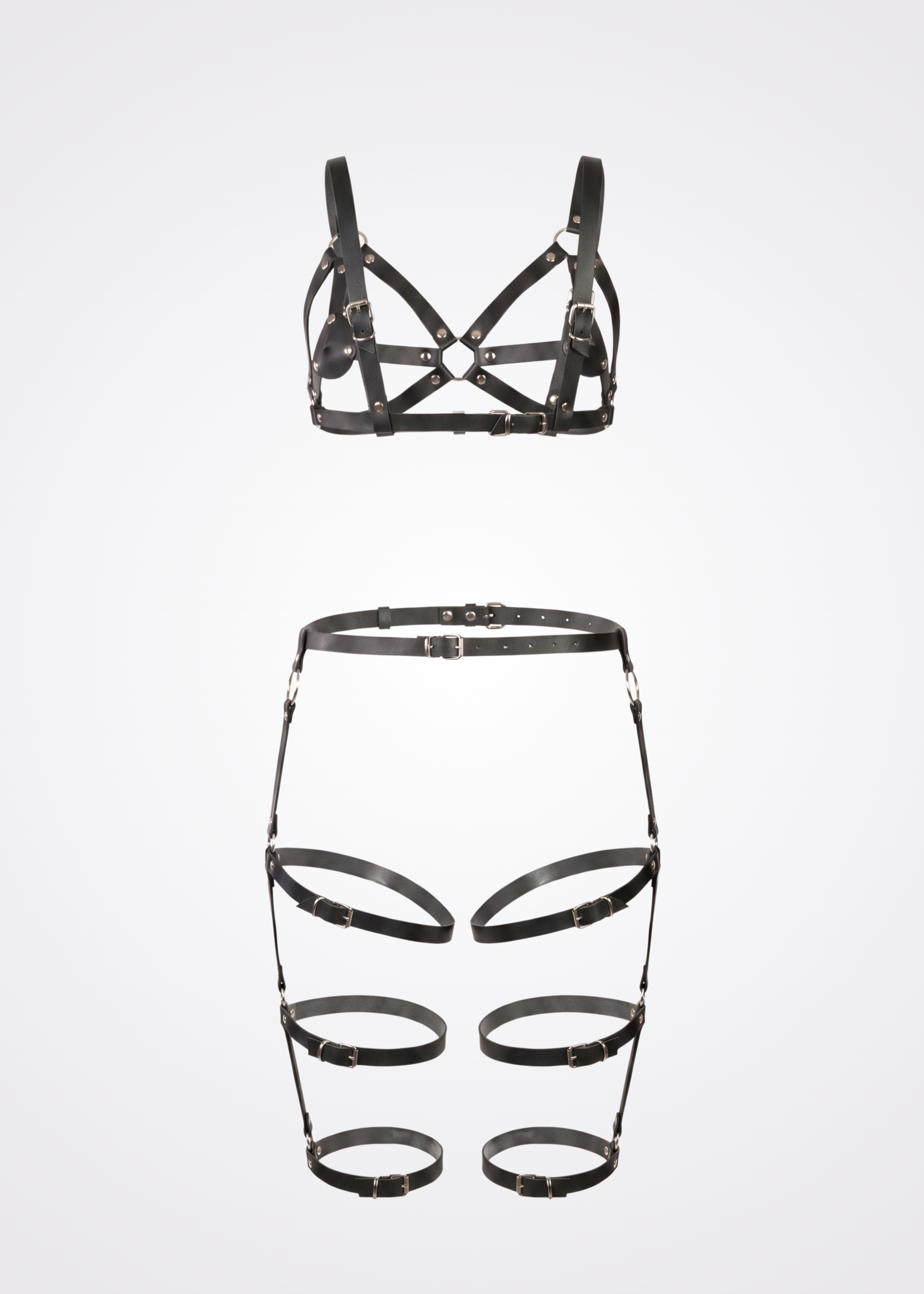 two piece black body harness