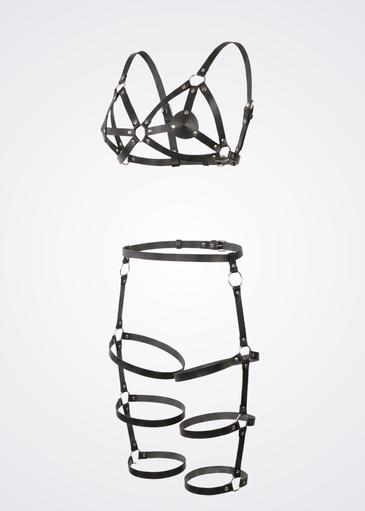 two piece black body harness