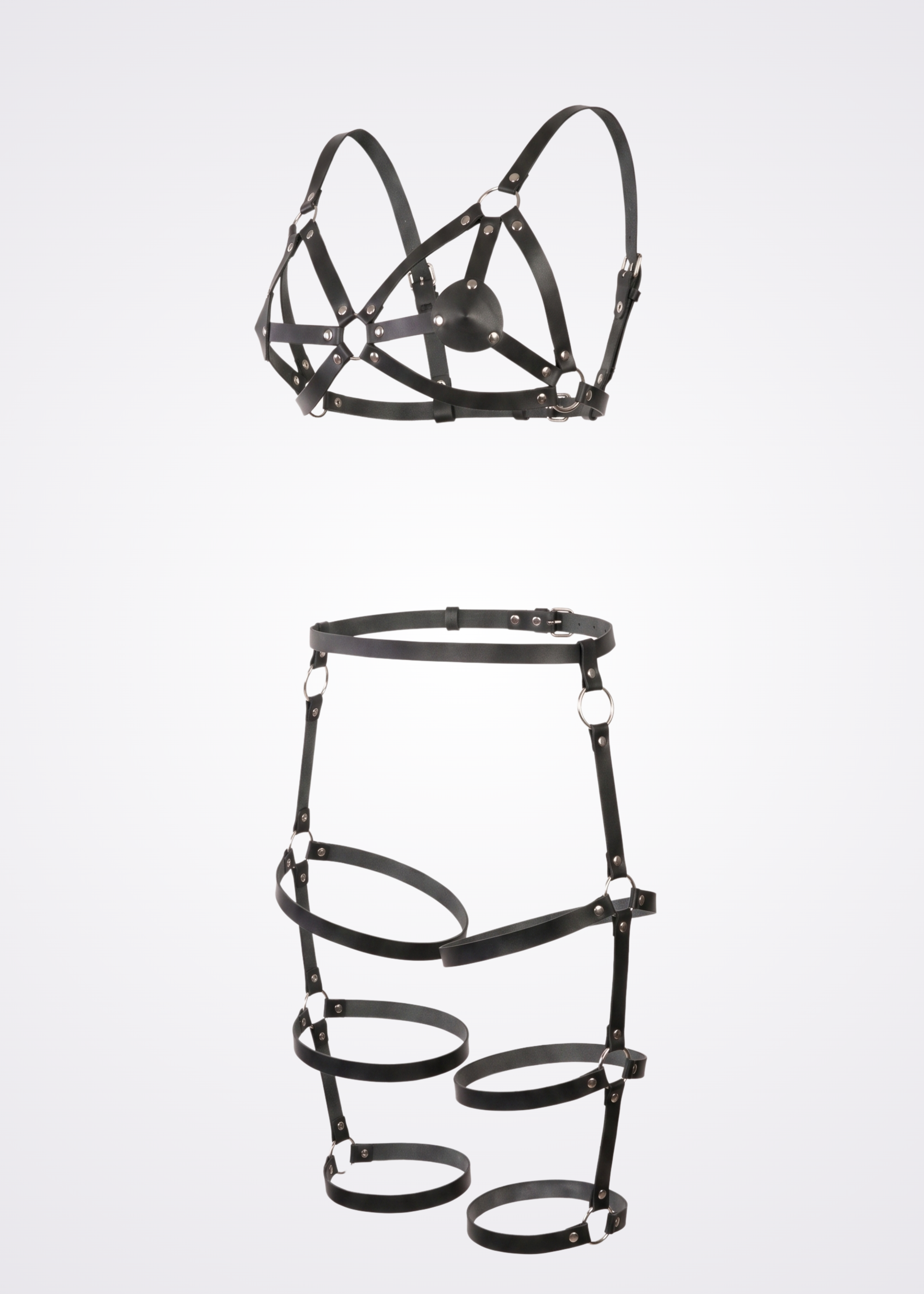 two piece black body harness