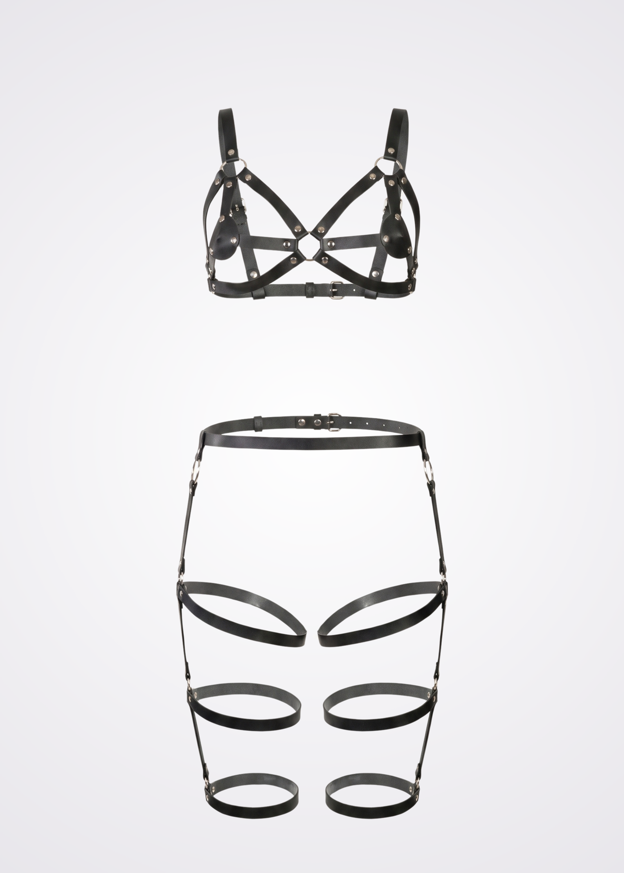 two piece black body harness