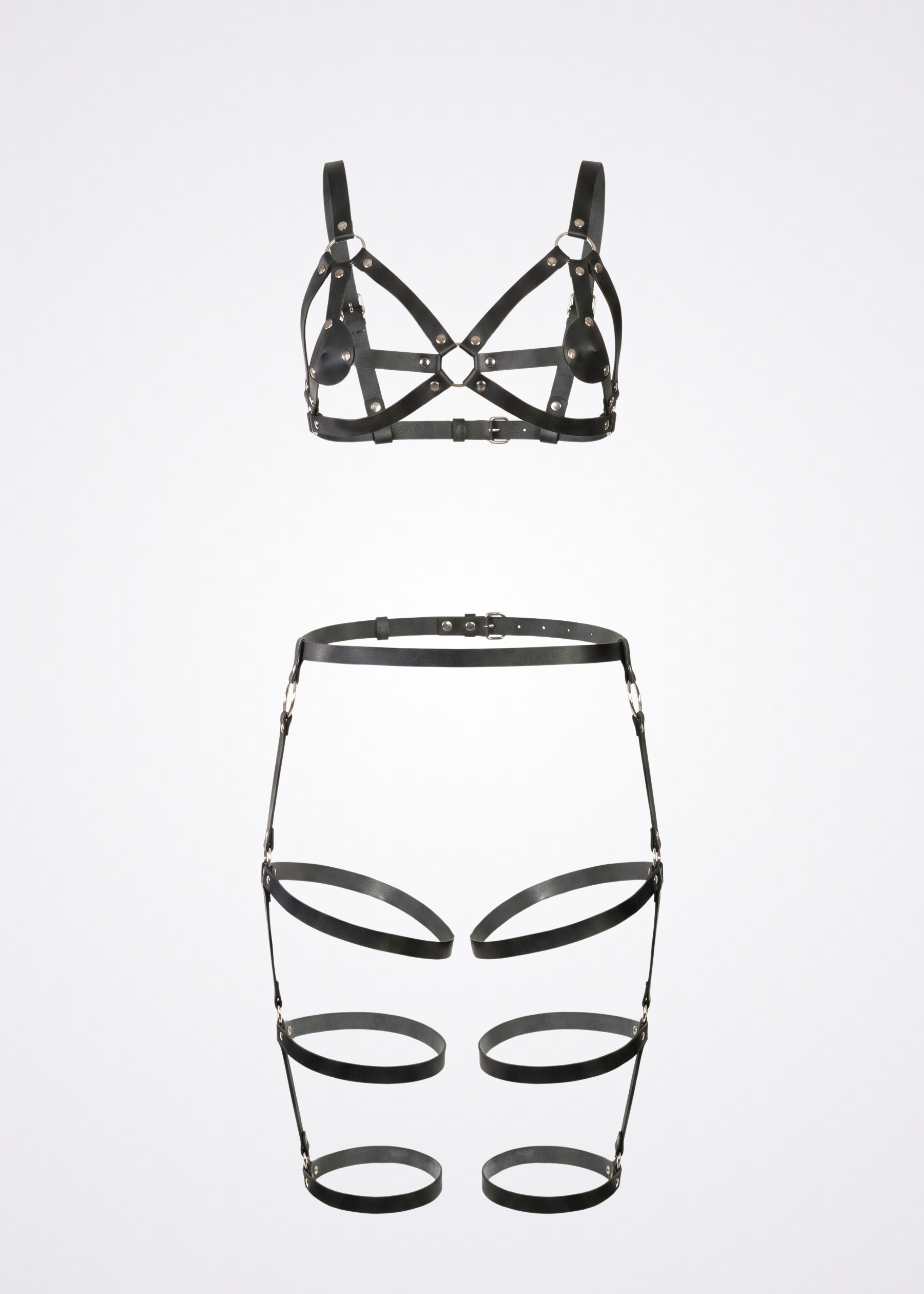 two piece black body harness