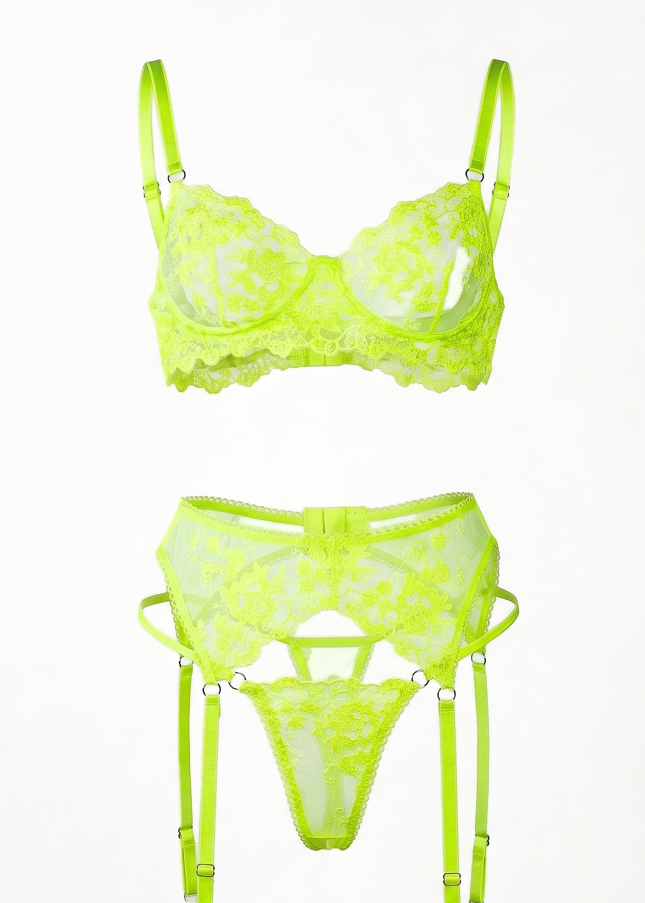 green lace lingerie set