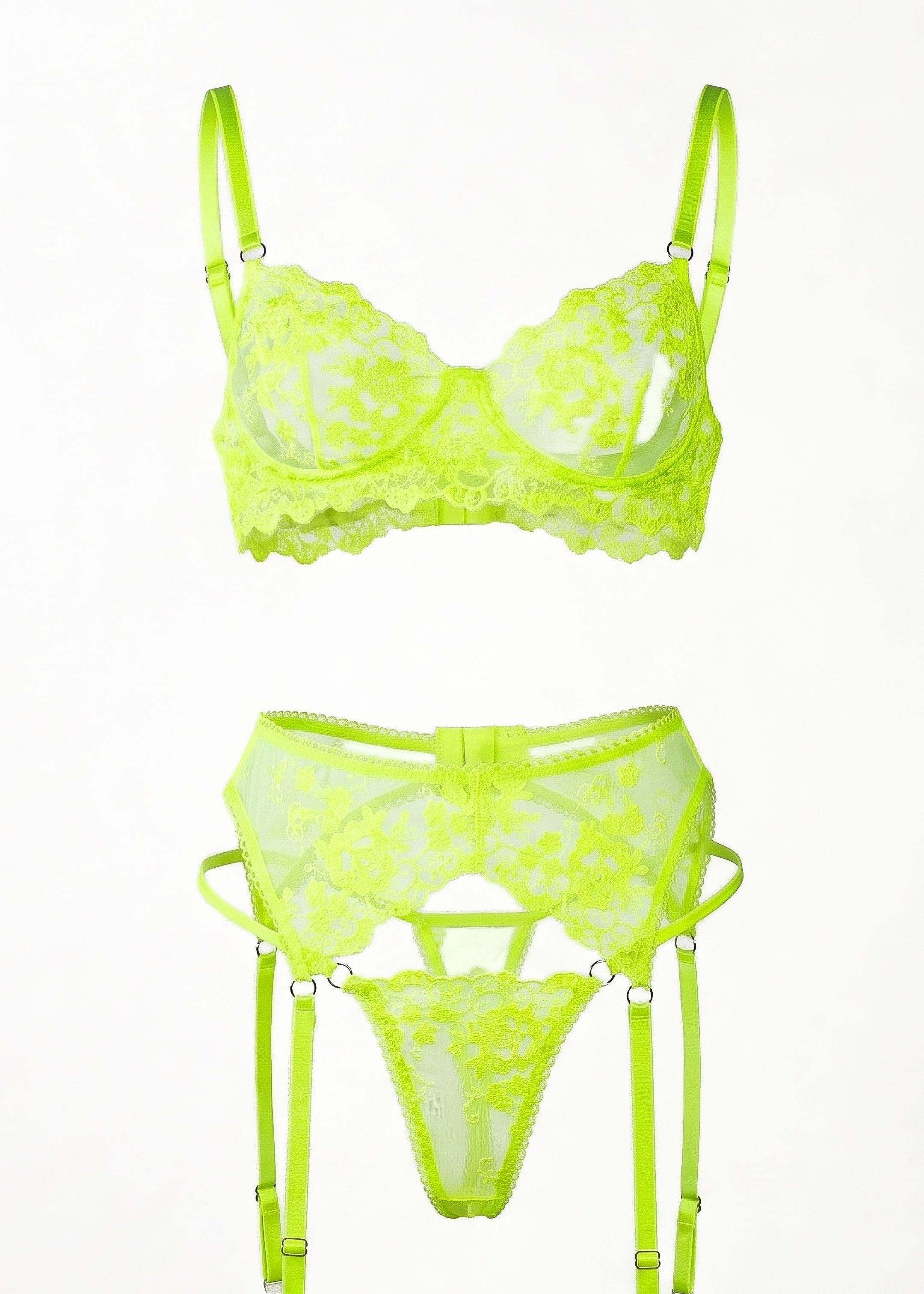 green lace lingerie set