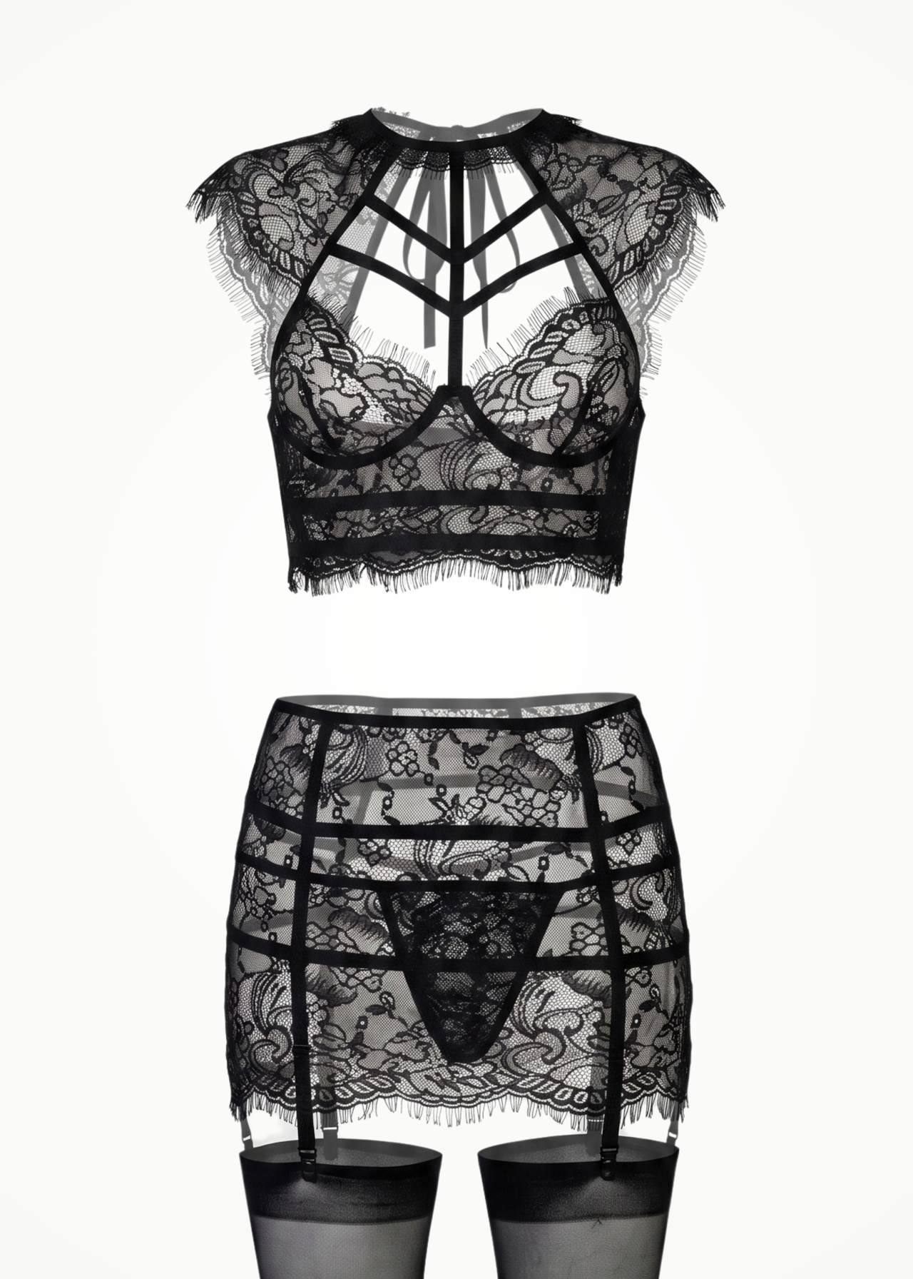 black lace lingerie set