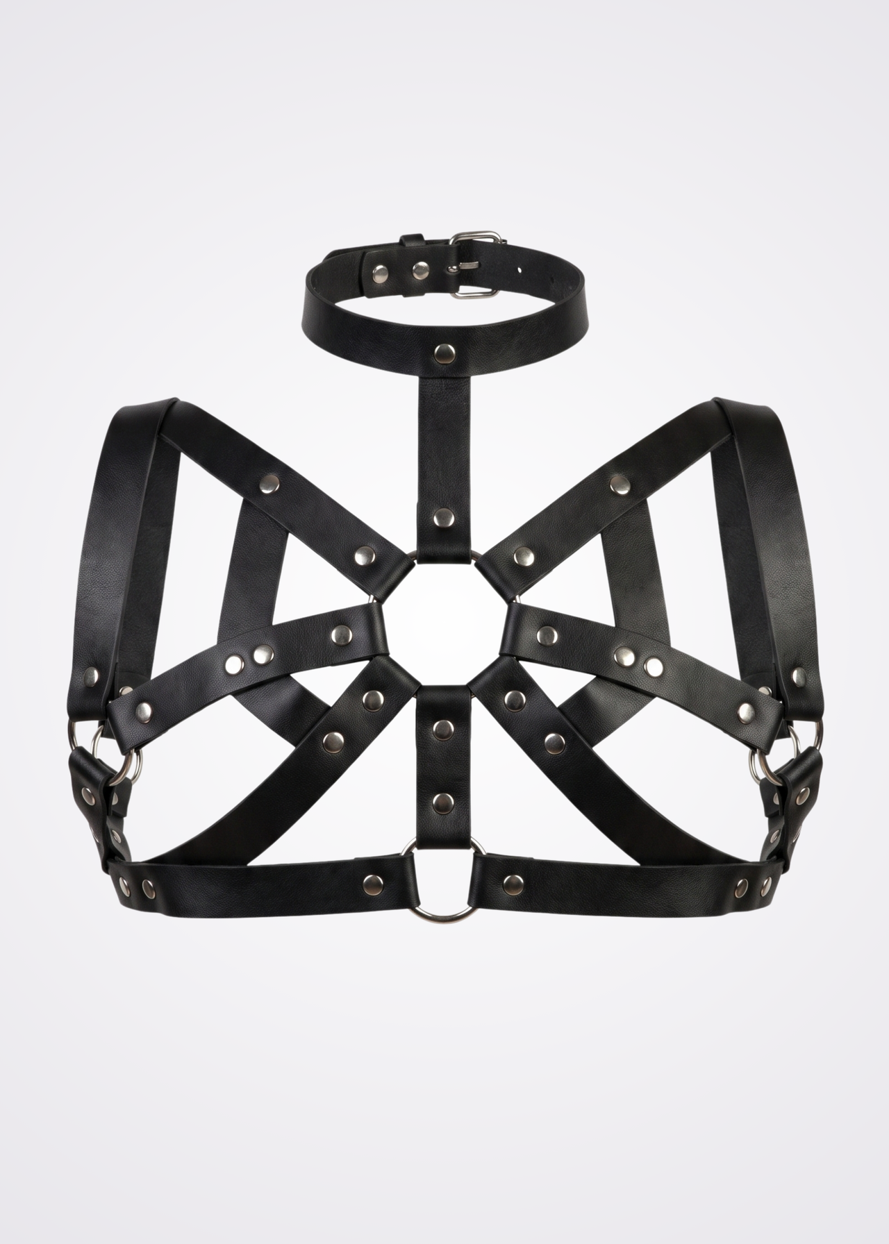 men's body harness black leather