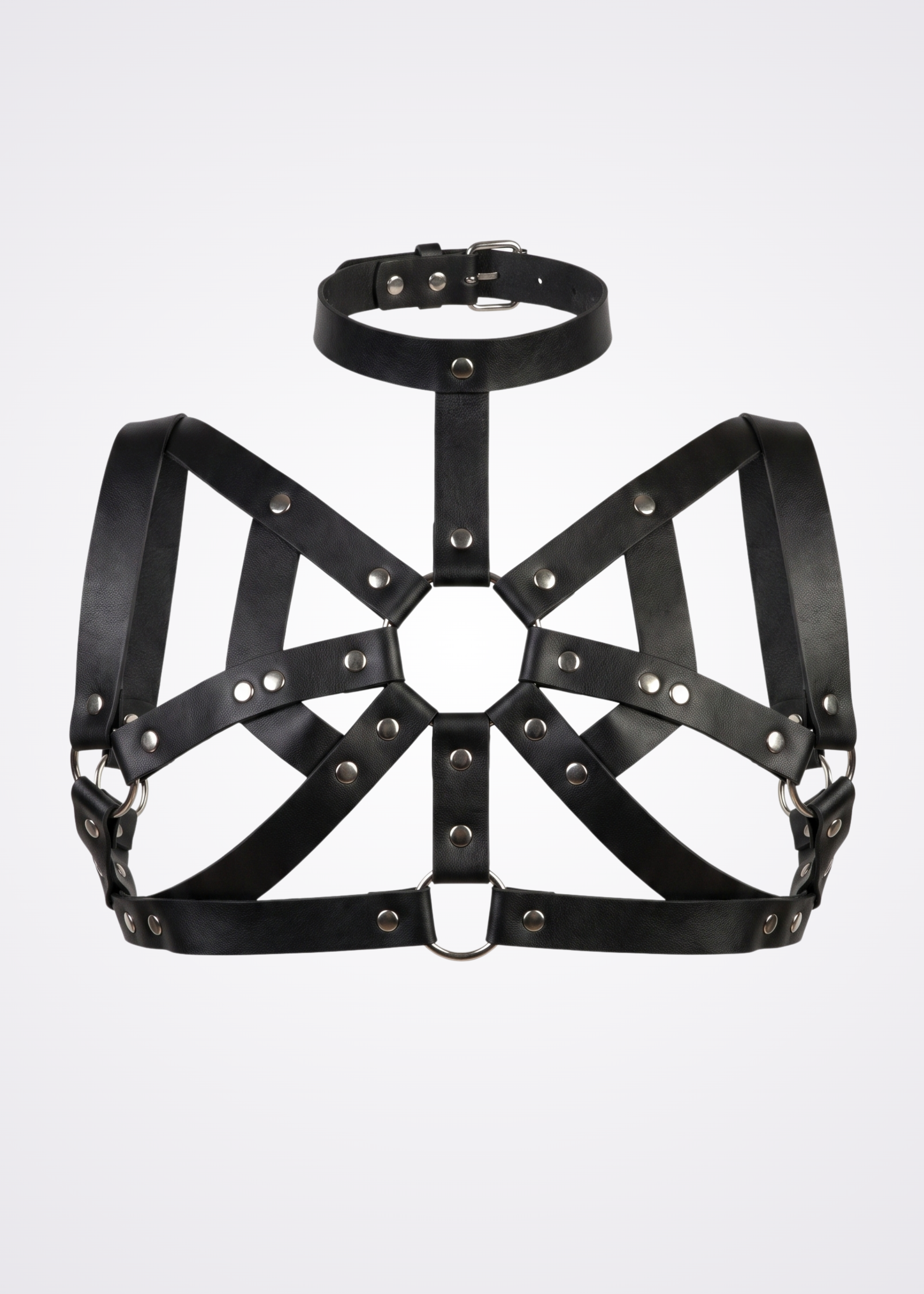 men's body harness black leather